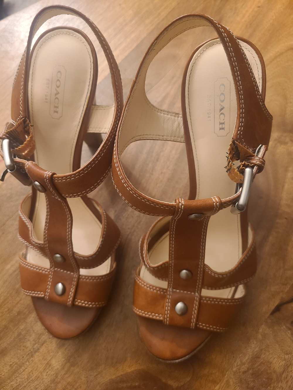 COACH "Ginger" Women's Leather Strappy Heeled Sandals